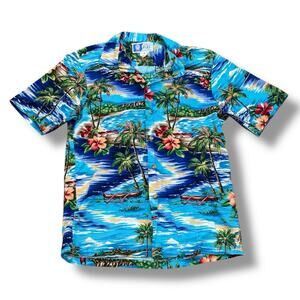 Vintage 60s 70s Men’s Size S Tropical Floral Hawaiian Shirt - Made in Hawaii
